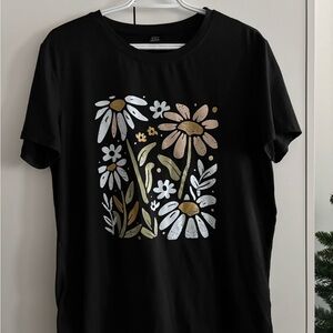 Floral Graphic Black T-Shirt